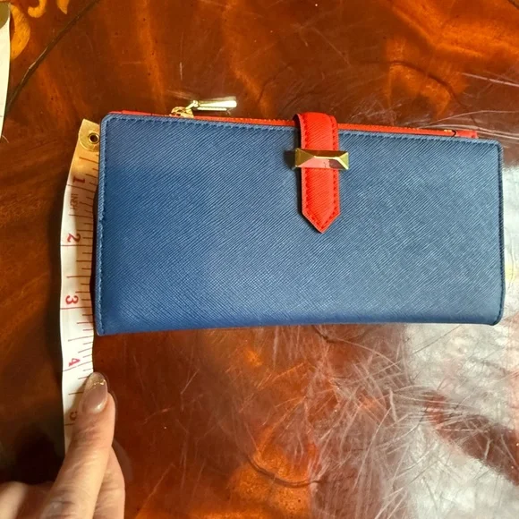 NWOT Rebecca Minkoff Navy Blue/Red Saffiano Leather Wallet MSRP$195 - Picture 5 of 11